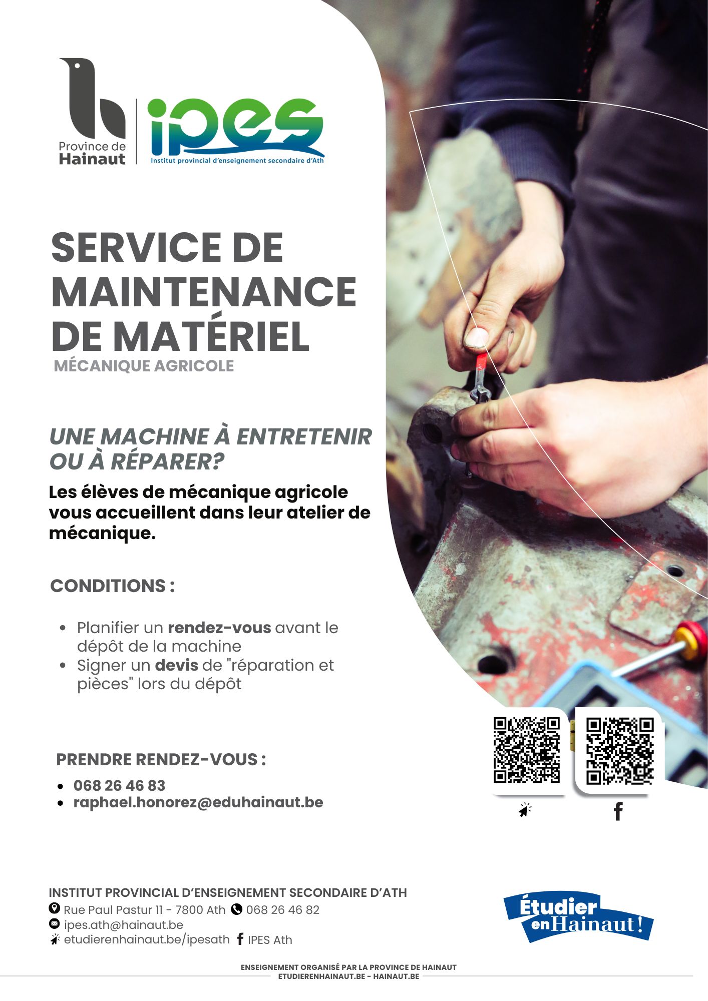 Service de maintenance matériel mécanique agricole