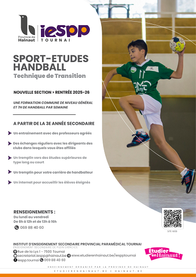 SPORT-ETUDES HANDBALL : Nouvelle section à l’IESPP Tournai pour la rentrée 2025-26