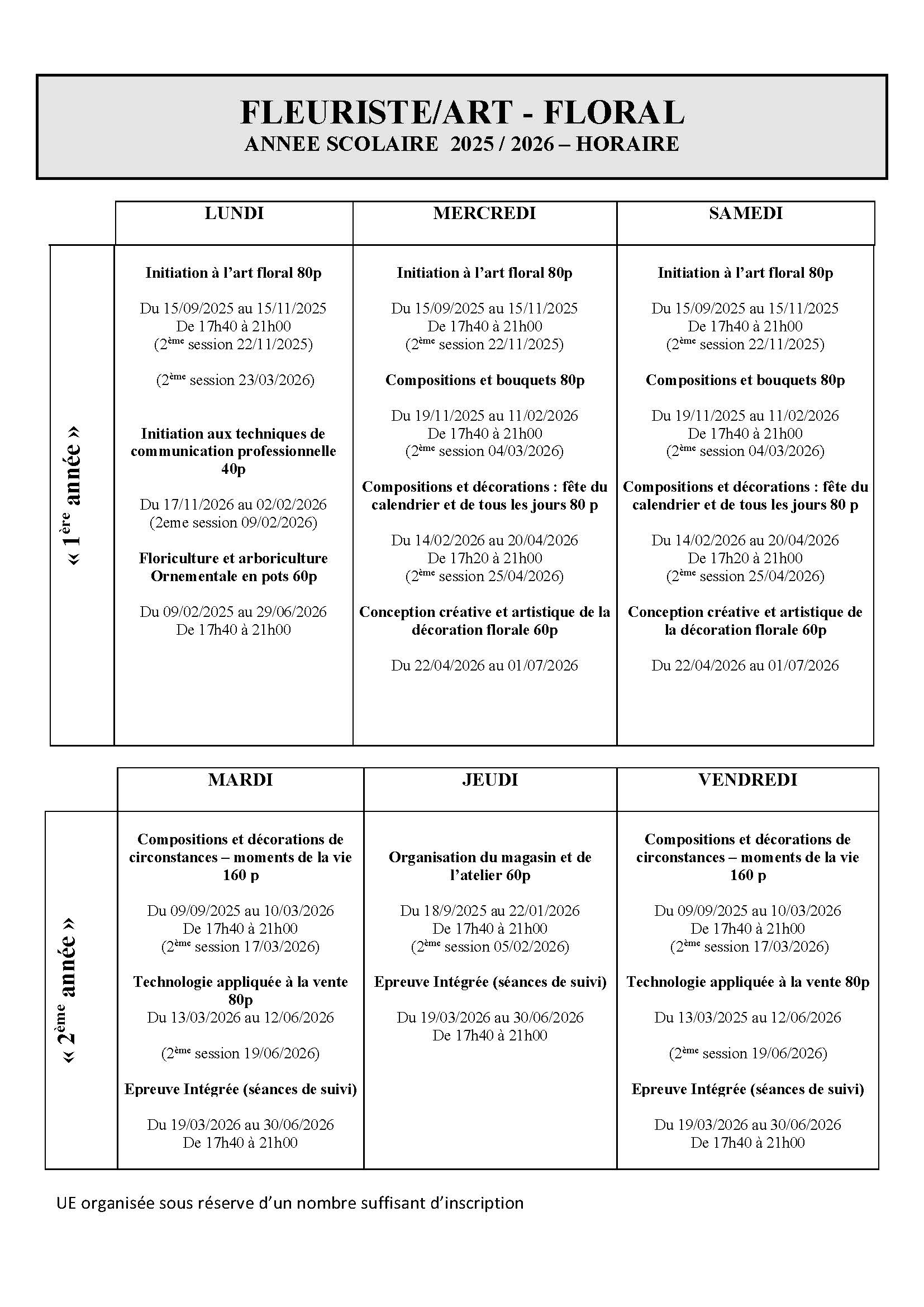 2025 2026 Fleuriste