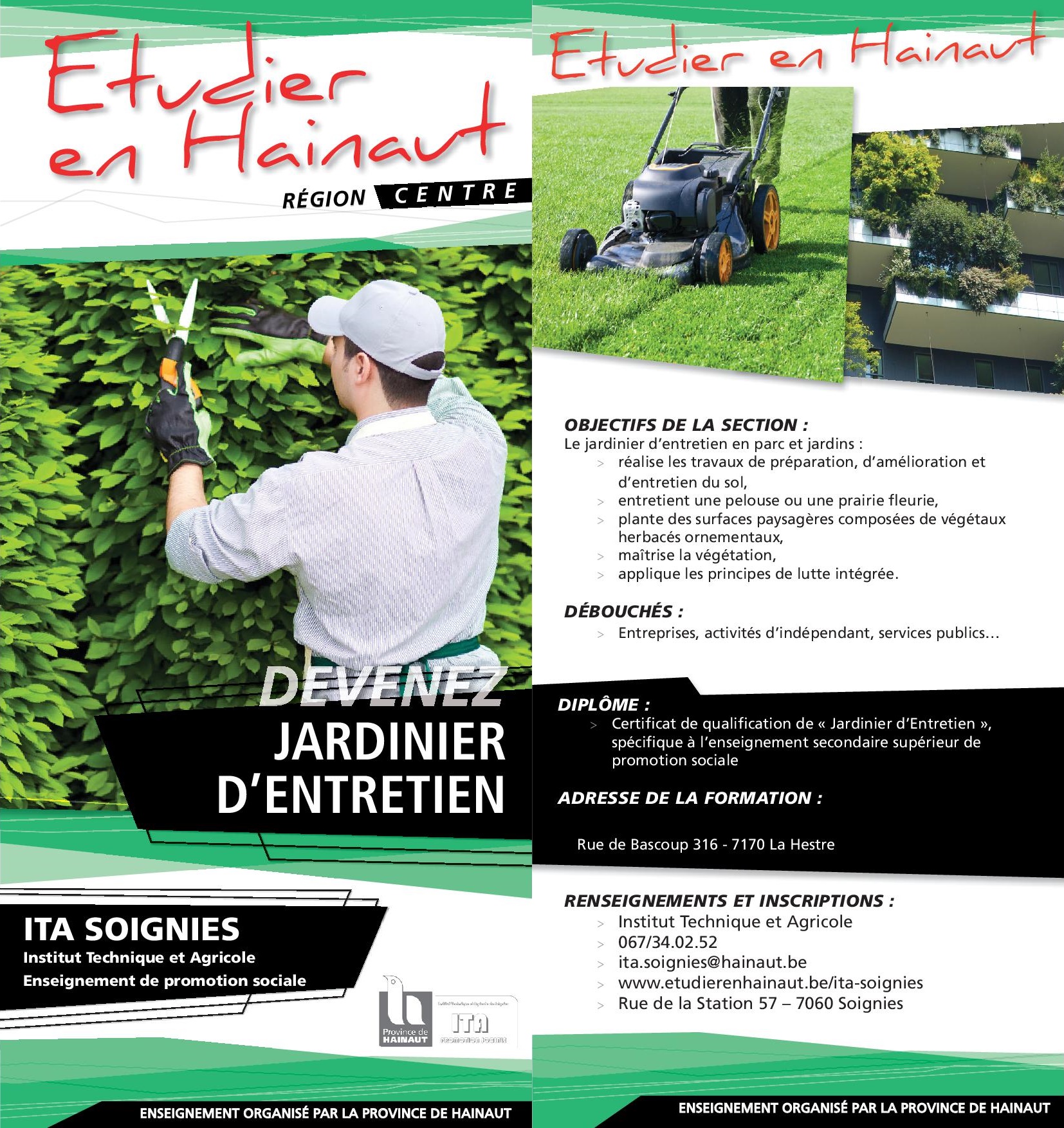 Jardinier d'entretien - IPAMC - Soignies - Etudier en Hainaut