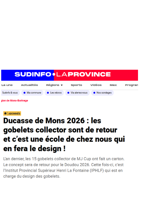 On parle de l'Institut Henri la Fontaine dans le journal SUDINFO !